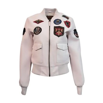 Light Pink Top Gun Vegan Leather Jacket