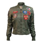 Womens Top Gun MA-1 Olive Bomber Jacket